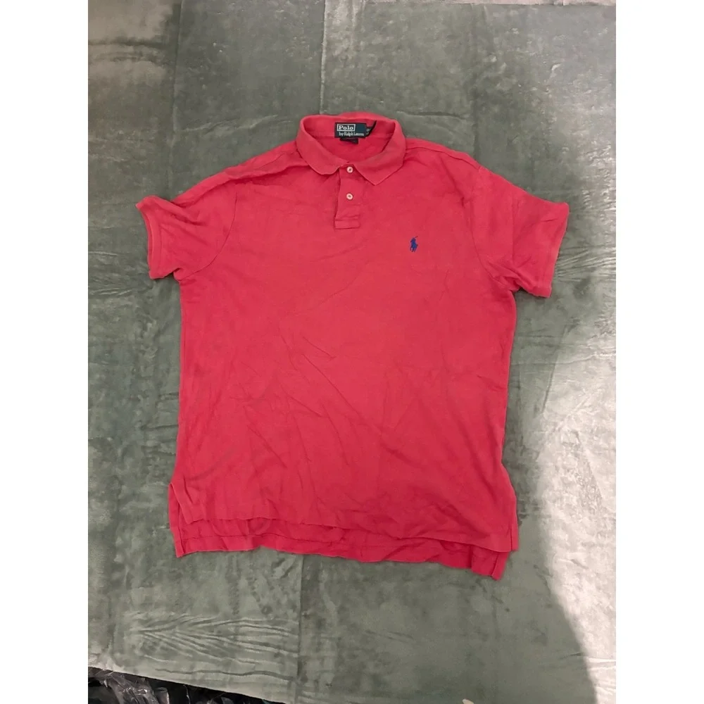 Polo Ralph Lauren Shirt Mens Large red Short Sleeve Preppy Custom Fit
